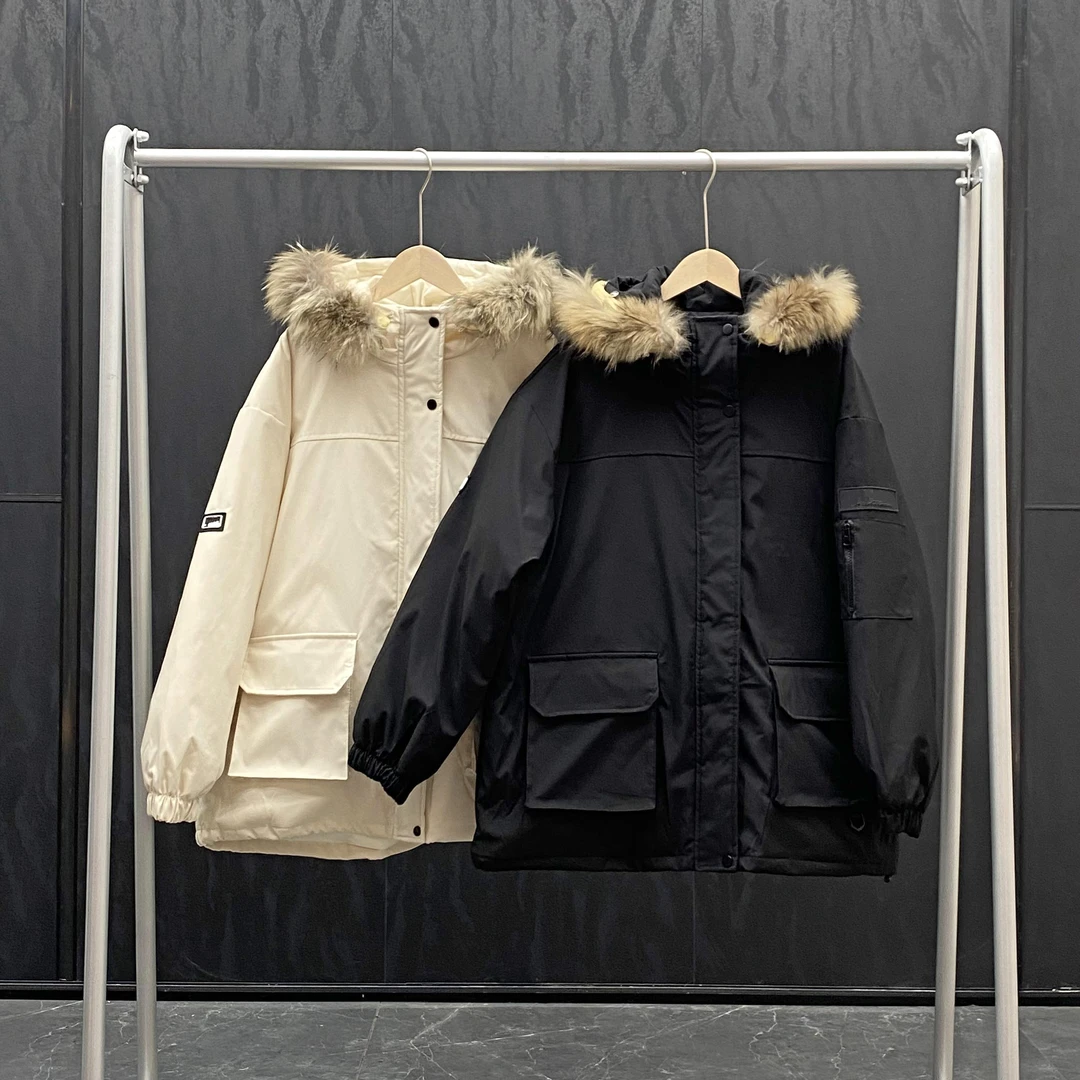 2024新款冬季大毛领工装棉服女宽松加厚保暖连帽百搭派克服N9-56