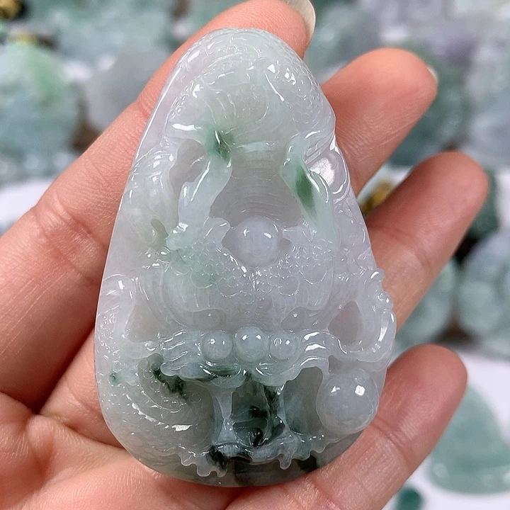 翡翠未镶嵌颈饰随形龙行天下福利卡厚10+
