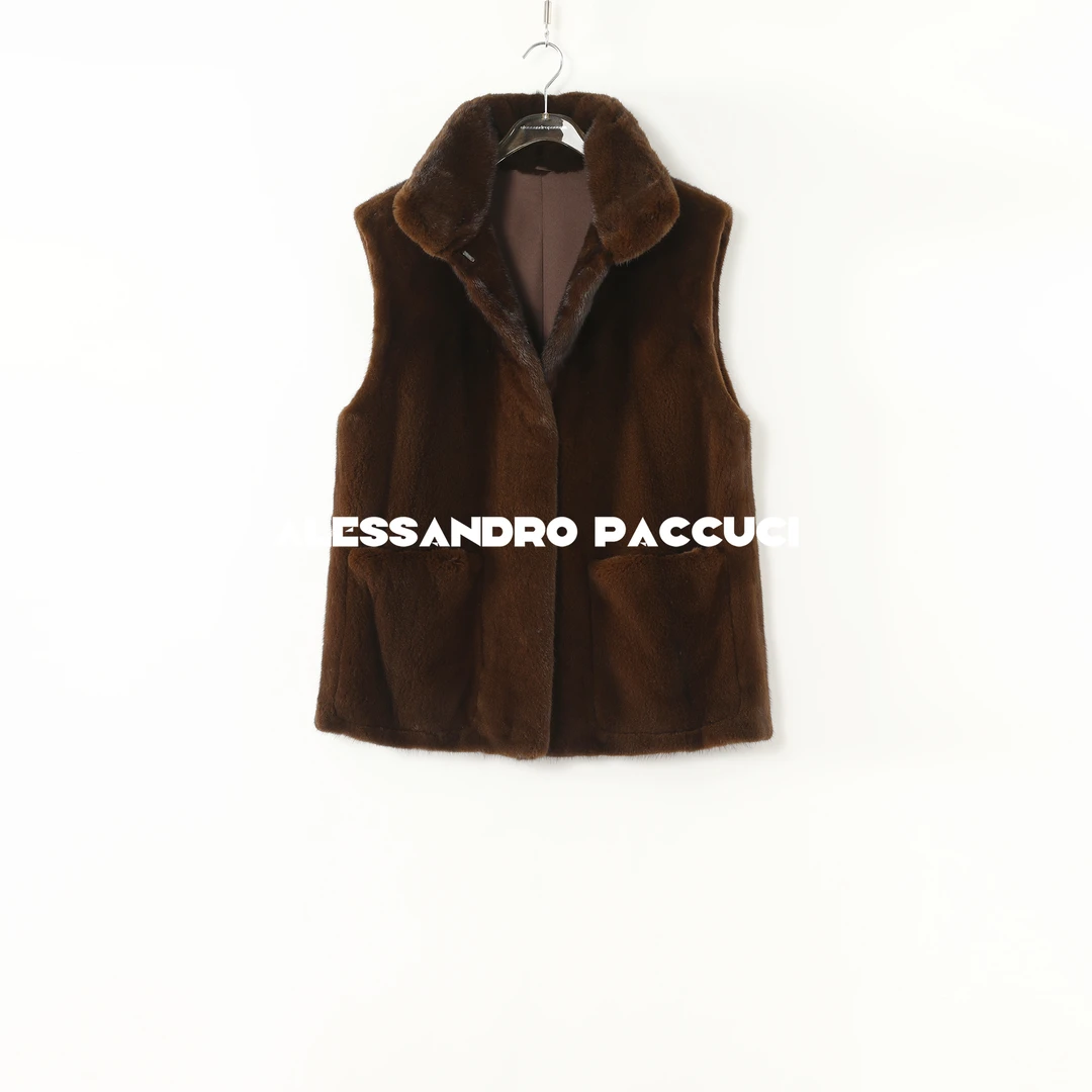 SAGA✖AP洛哥54028CS/54027CS【雪人】进口水貂+桑蚕丝马甲皮草外套