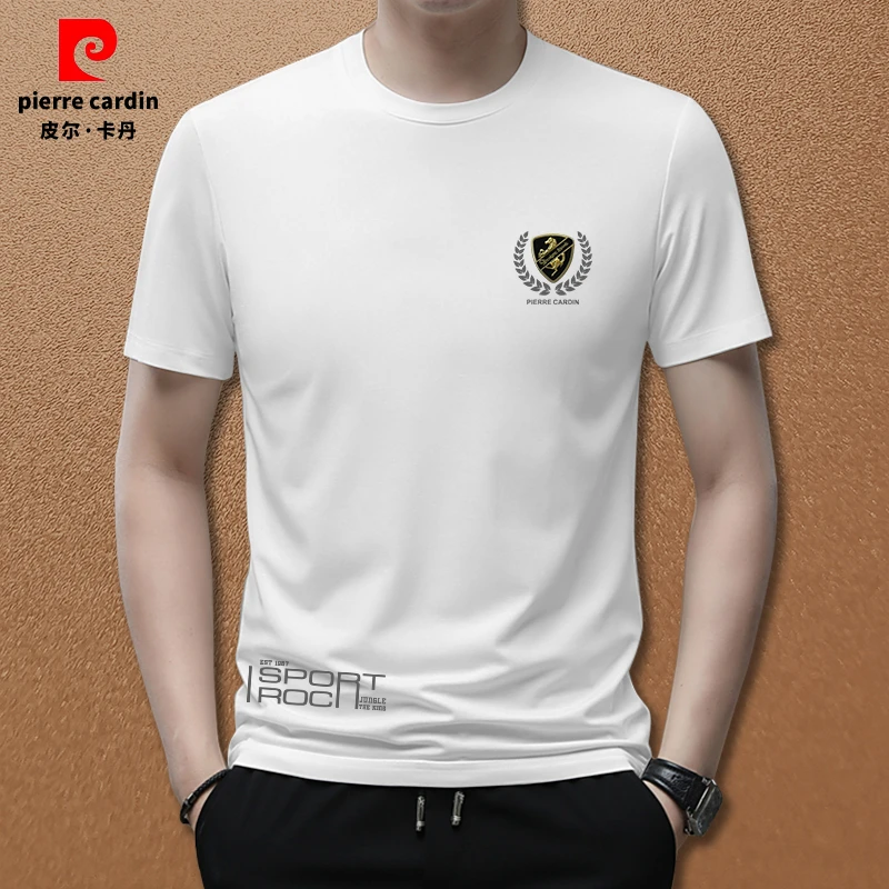 皮尔卡丹男士高档时尚半袖冰丝凉感户外运动吸汗半袖潮流百搭圆领