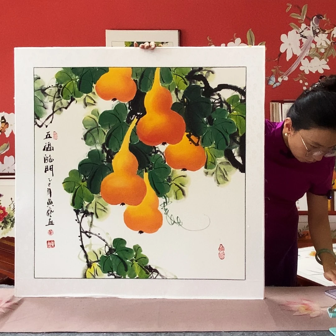 国画手写手绘带框包邮国画作品
