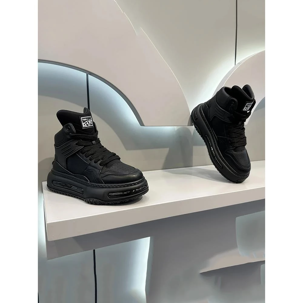 欧洲站男鞋秋冬新款时尚轻奢厚底增高老爹鞋高帮板鞋百搭休闲鞋男