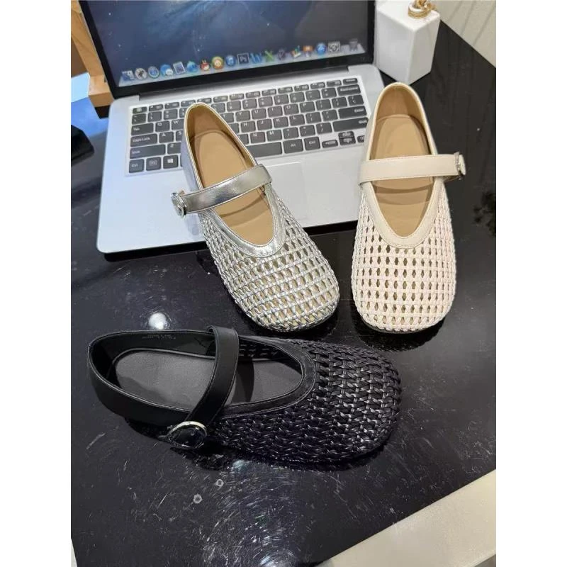 小敏家 清货~就几双 3CM镂空芭蕾舞鞋 惊艳夏天编织渔网单鞋D225