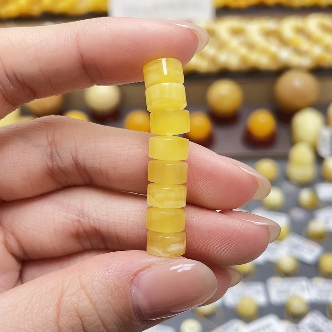 琥珀裸石未镶嵌G**+蜜蜡隔片8*4.5mm微瑕