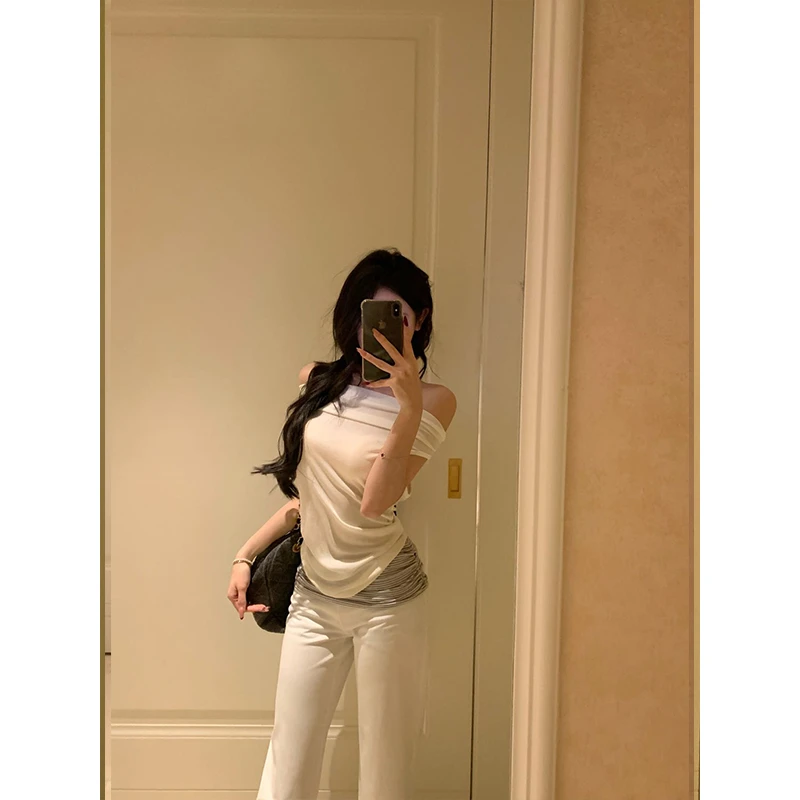 withmin白兔 雅痞girl 荡领挂脖一字肩多穿背心无袖上衣2522045