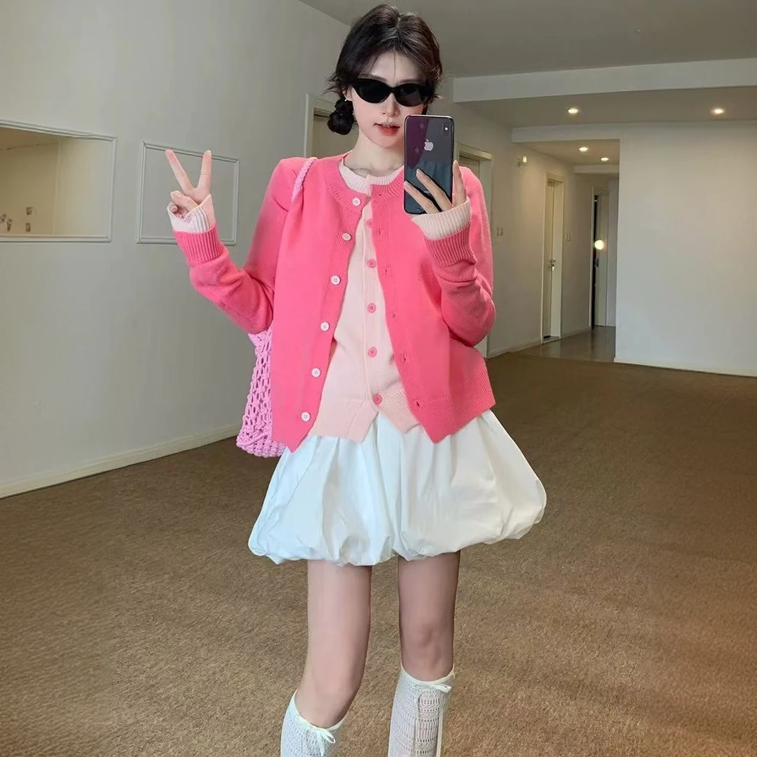 春季新款显瘦女时尚春季短款夏季小香风休闲毛针织衫秋季上衣拼接