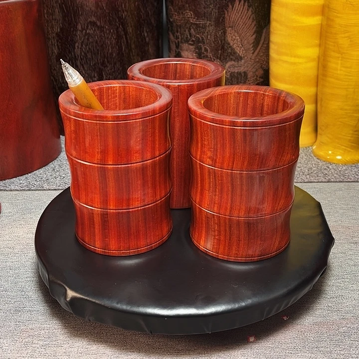 东***厂紫檀红木油性三个小笔筒