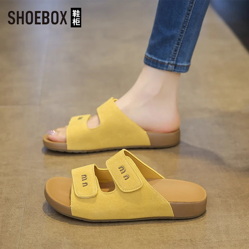 SHOEBOX鞋柜勃肯凉拖鞋女夏外穿2025新款配裙子凉鞋时尚一字拖