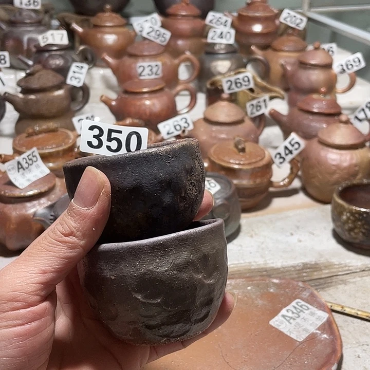 纯手工捏制柴烧茶具