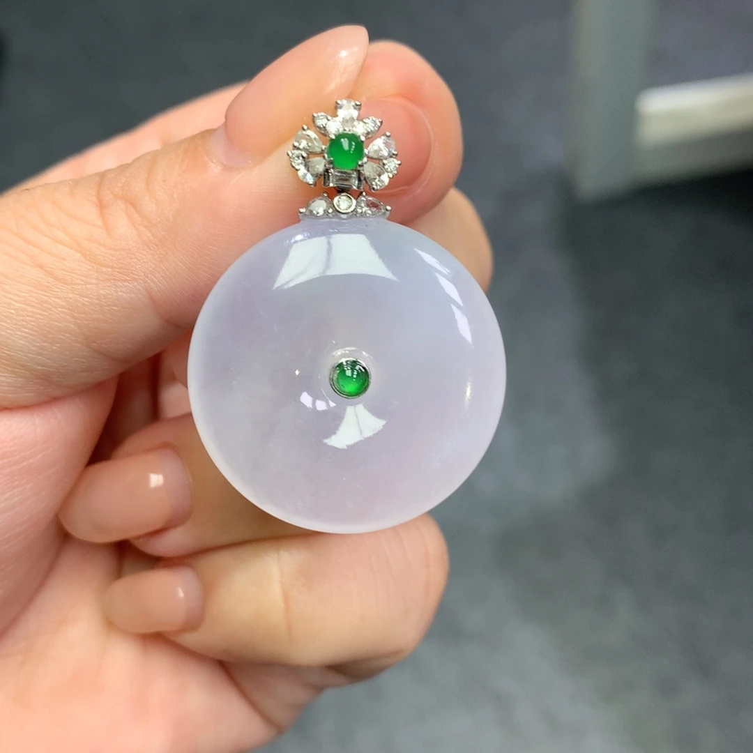 翡翠18K金镶嵌吊坠(不含链)