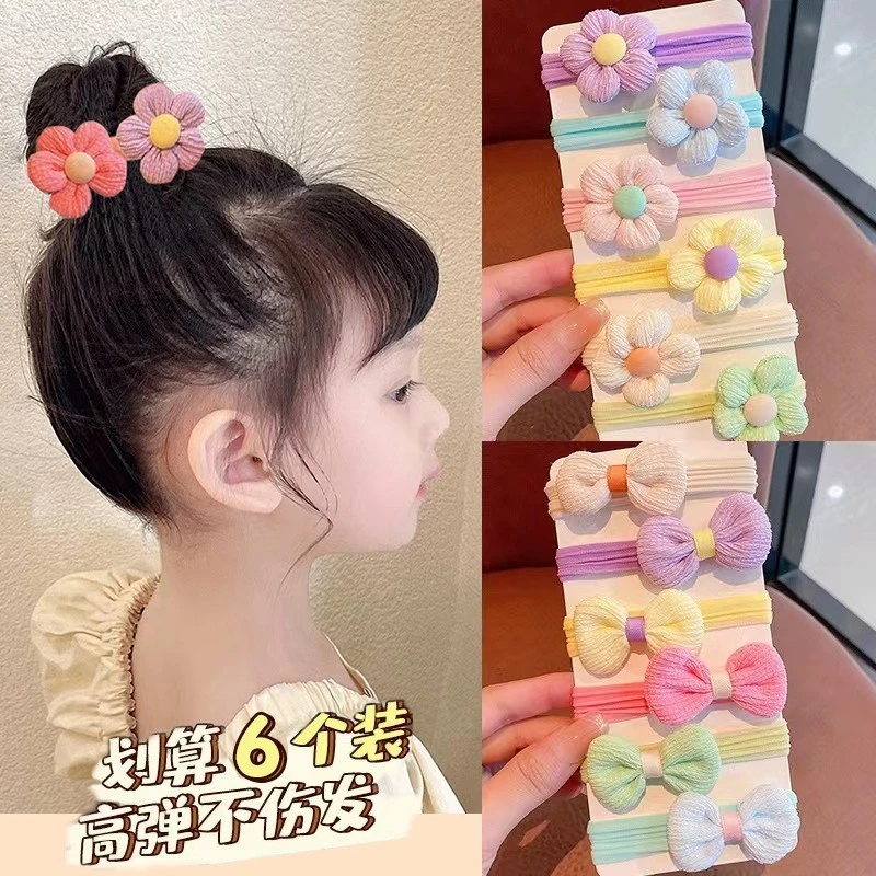 女童头绳毛巾圈蝴蝶结发绳扎马尾小女孩高弹力发圈新款简约头发饰