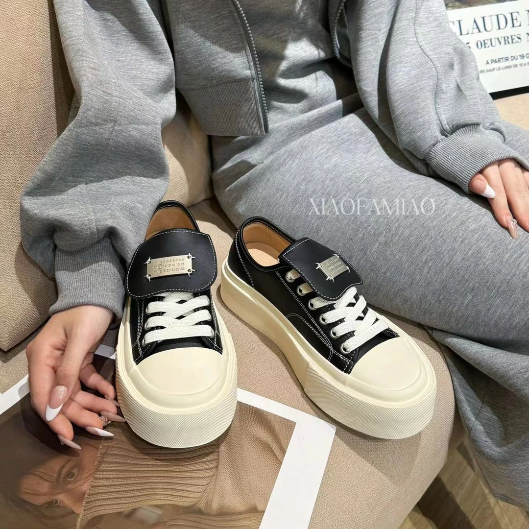 小发喵厚底极简风春夏时尚百搭ins低帮系带极简风休闲板鞋