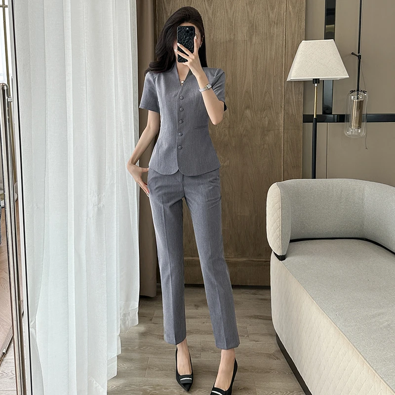 时尚西装套装女春夏新款气质西服女神范显瘦小个子修身工作服9726