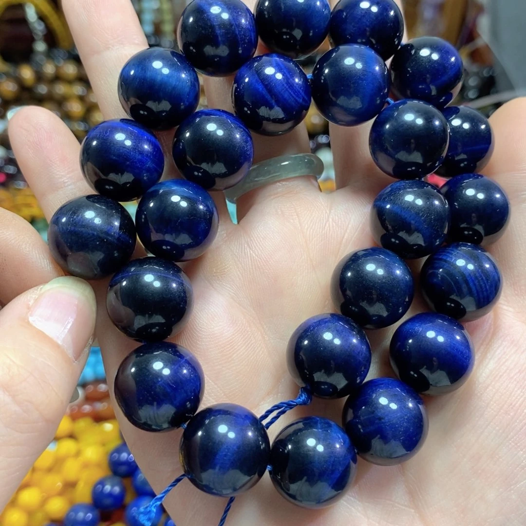 玛瑙/玉髓未镶嵌珠宝半成品蓝虎一条卡16mm