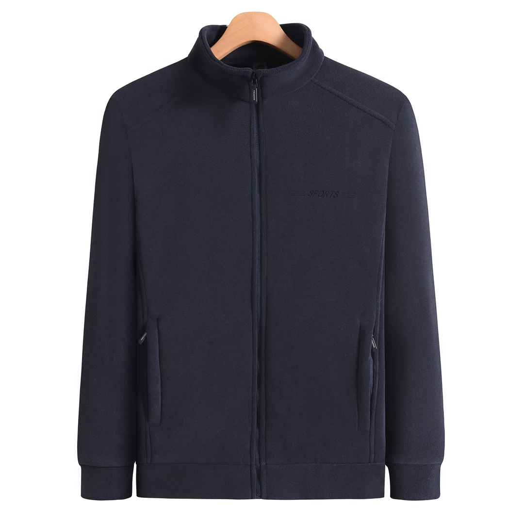 新款奥粒绒男士外套秋冬款拉链开衫抓绒衣加绒加厚款奥粒绒休闲