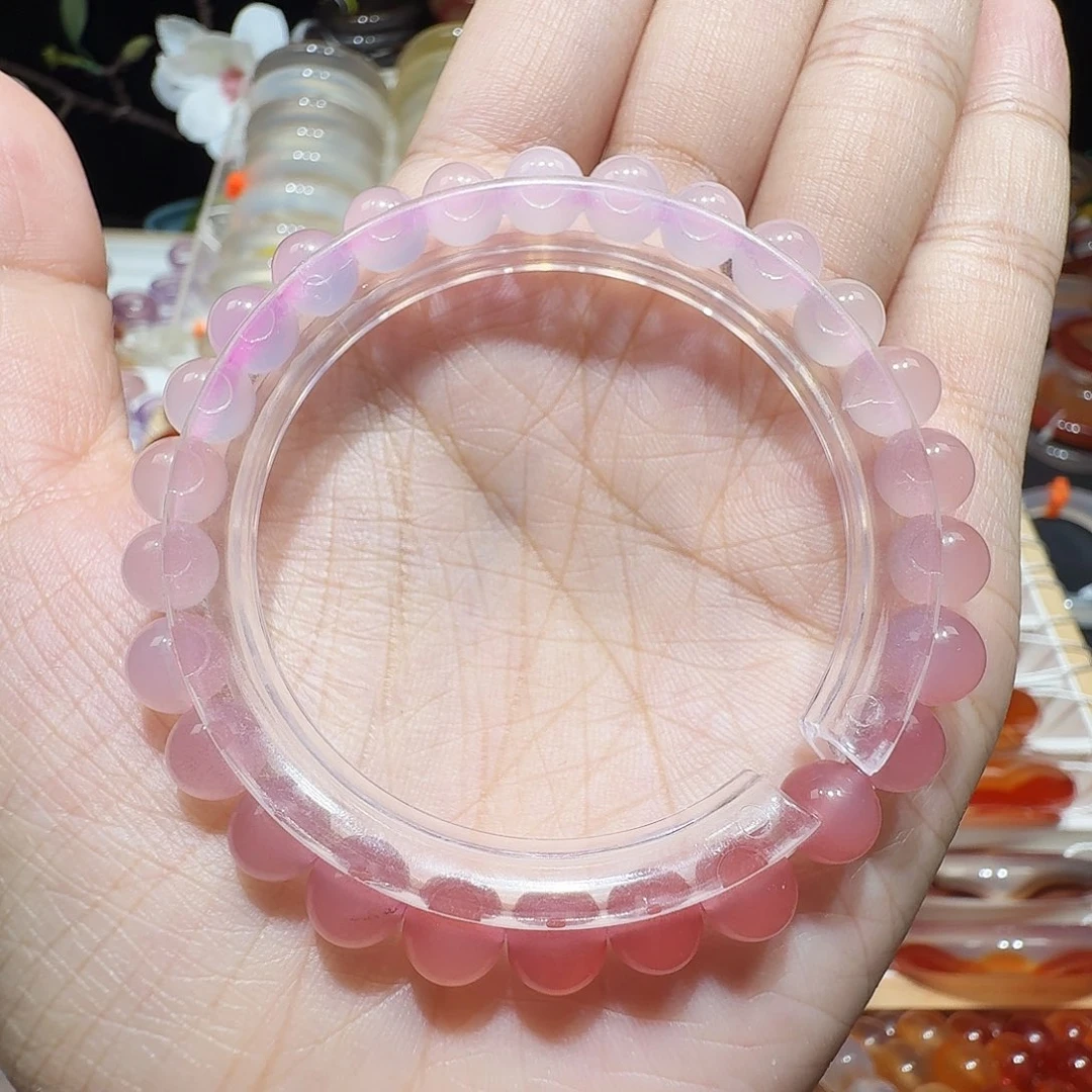 未镶嵌手串玛瑙/玉髓盐源玛瑙 渐变粉