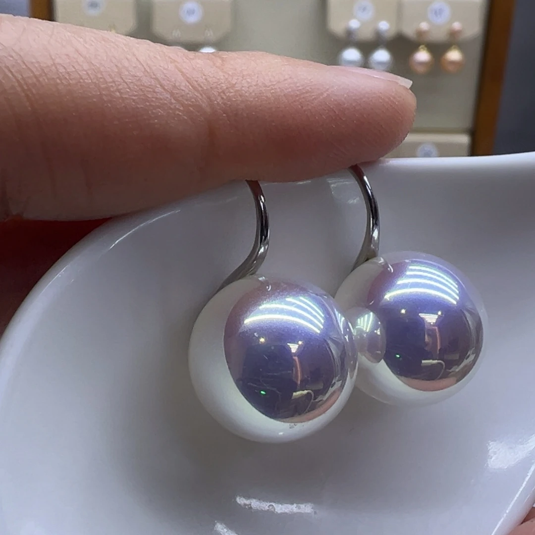 耳饰银S925镶嵌淡水珍珠