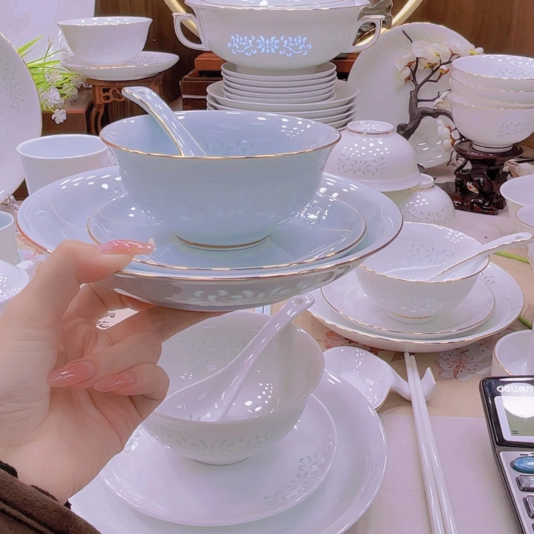 瓷描金青釉缠枝莲自由组合
