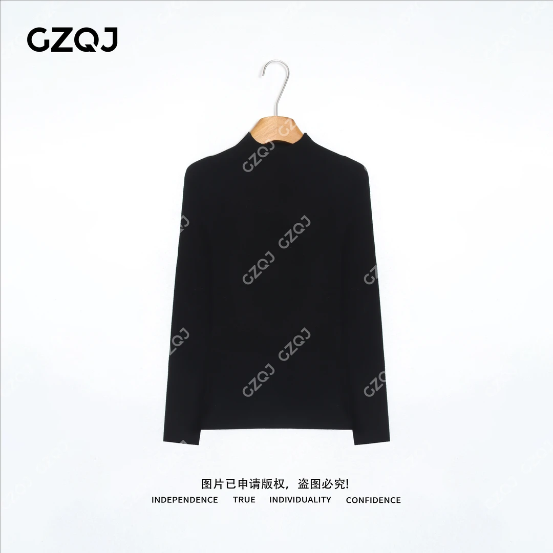 广州琴姐【穿搭核心】琥珀流光风美丽诺羊毛半高领显瘦针织衫9810