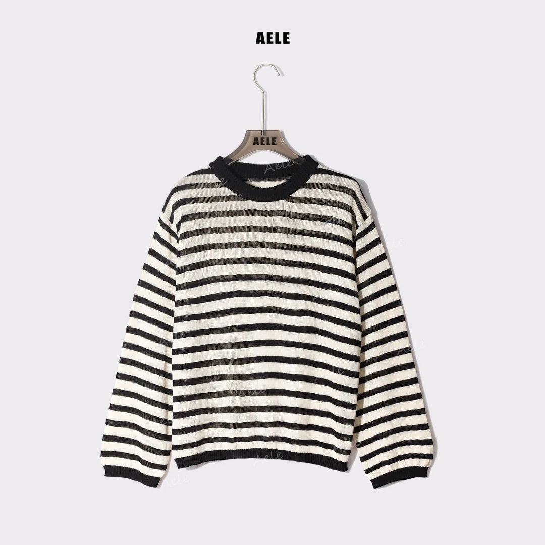 AELE针织宽松条纹套头衫毛针织衫百搭松弛感X853 2260 AD
