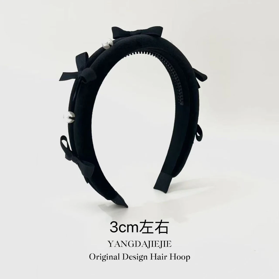 杨大姐推荐《迷蝶》韩国新品秋冬高级丝绒小蝴蝶结手工珍珠发箍头饰