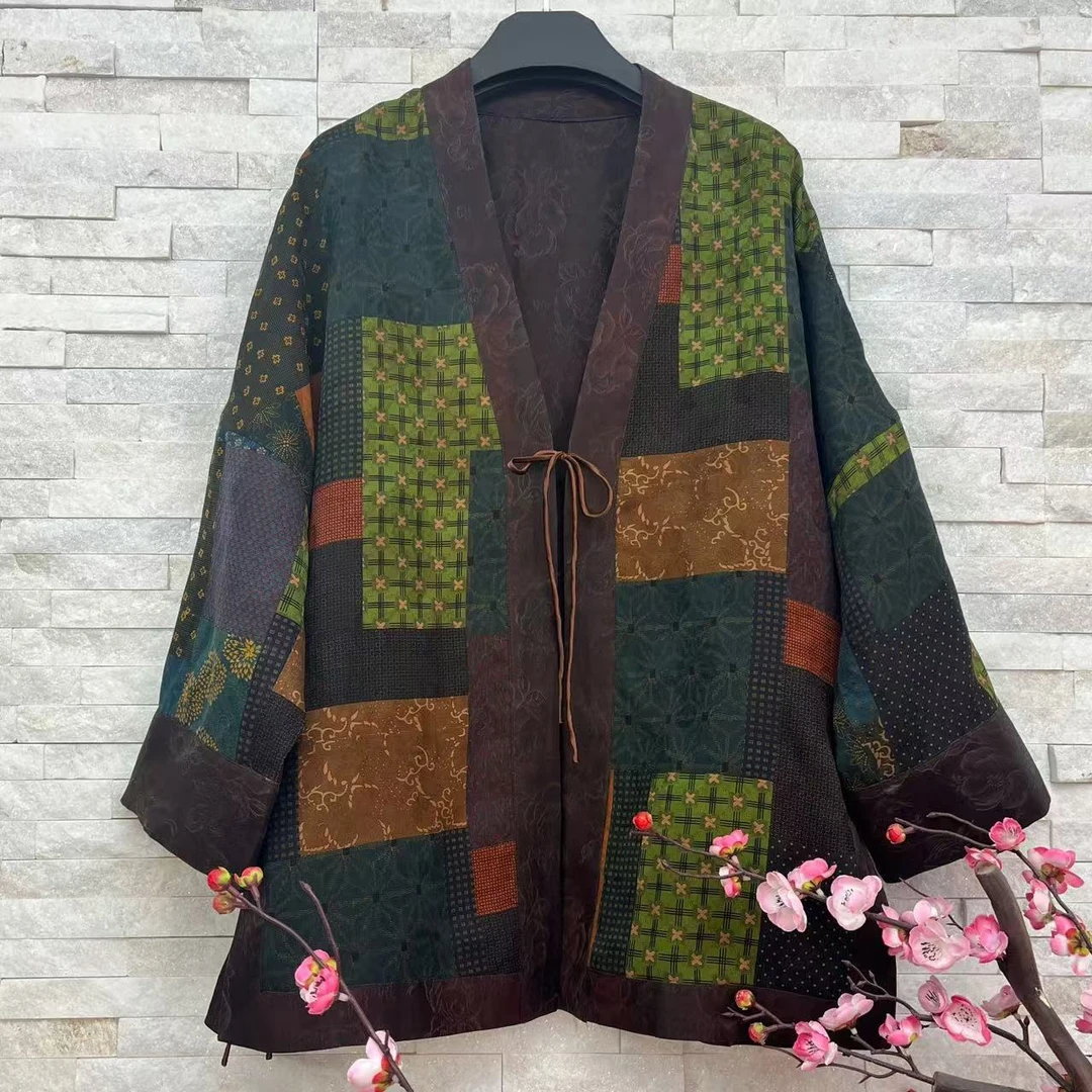 【佳鑫香云纱】香云纱茶服国风开衫百家布绿时尚外套JXSC-27381