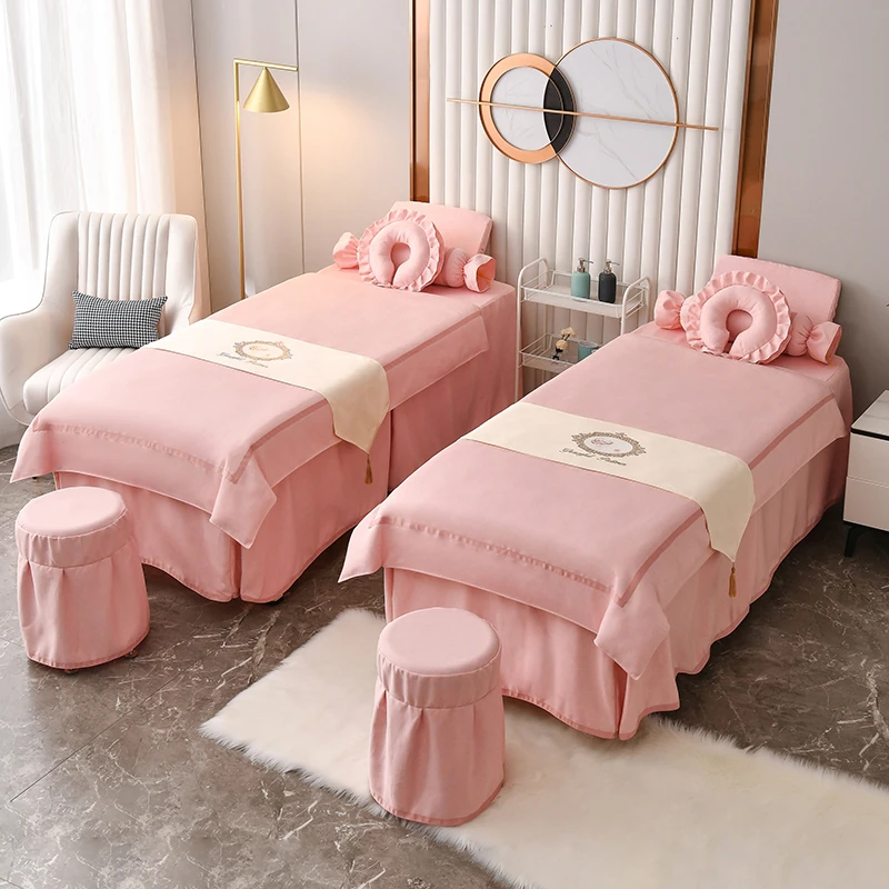 美容床罩四件套高档新款美容院轻奢专用洗头按摩理疗四季通用床套