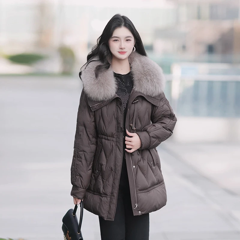【真狐狸毛领鹅绒服】新款羽绒服冬季洋气羽绒时尚加厚保暖中长款女