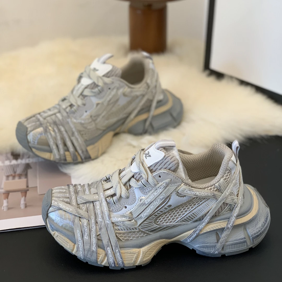 2025年新款秋季爆款潮流休闲鞋百搭拼色轻便超火时尚绑带女老爹鞋