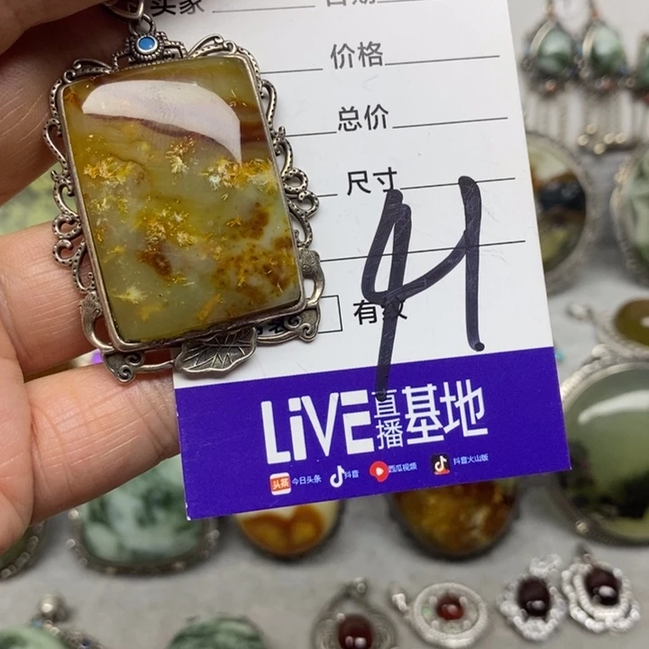 蛇纹石玉吊坠银S925镶嵌一***界