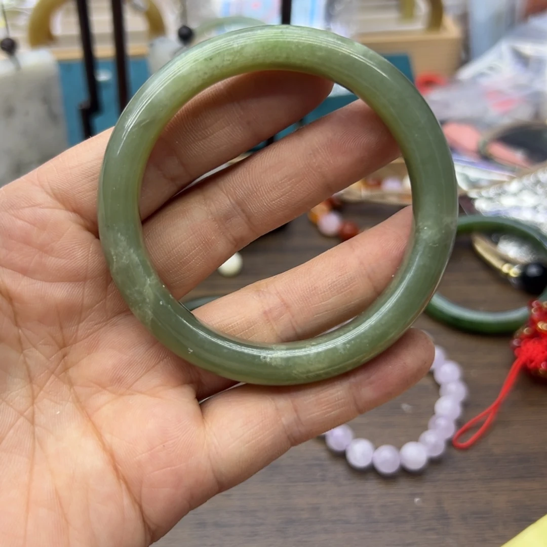 和田玉未镶嵌手镯57.7圈围855