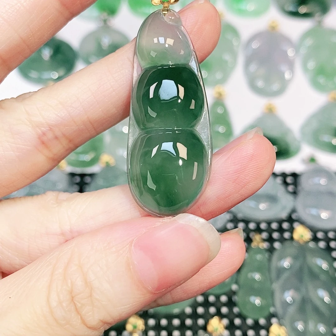 吊坠(不含链)18K金镶嵌翡翠