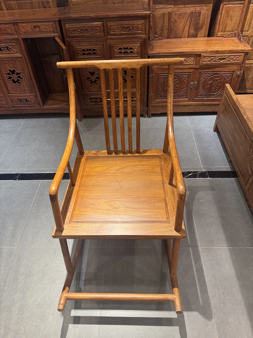 刺猬紫檀新中式摇椅靠背椅办公茶摇椅阳台