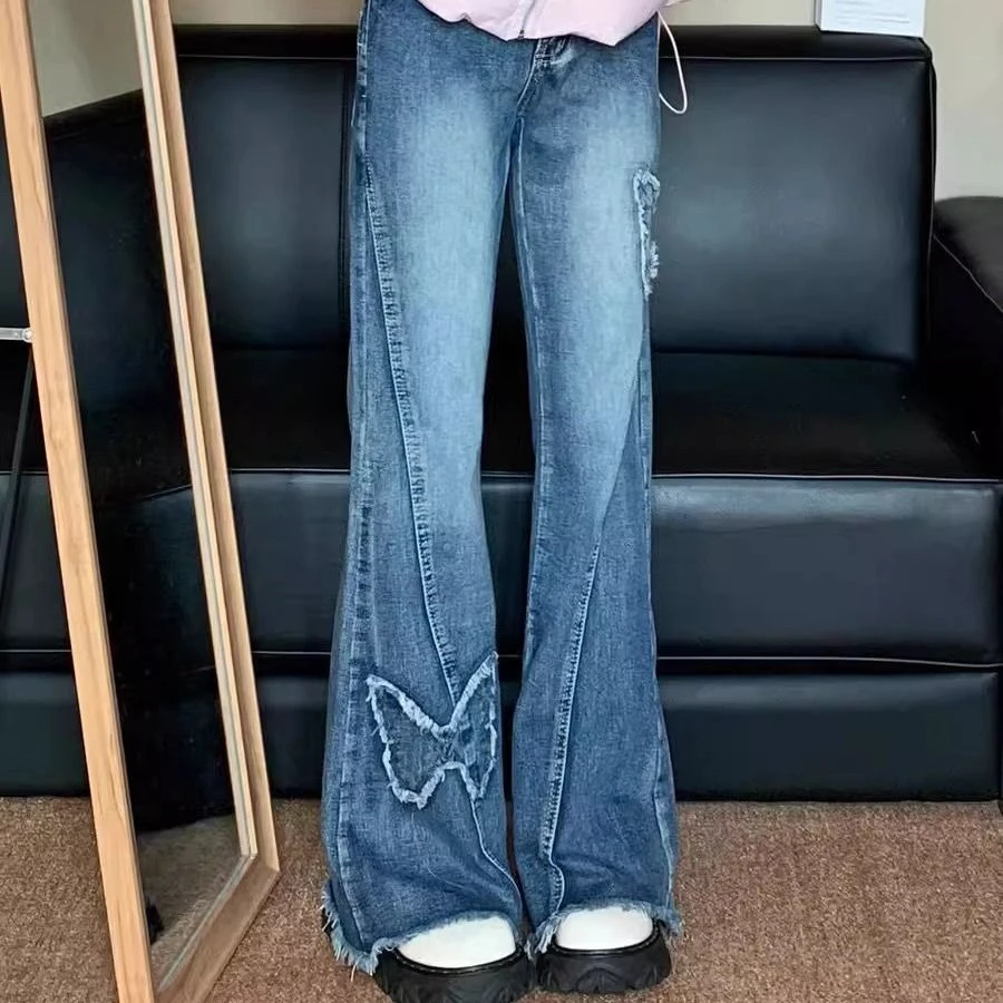 女童中大童春季薄款牛仔大童喇叭裤显瘦高腰裤子洋气微喇韩版