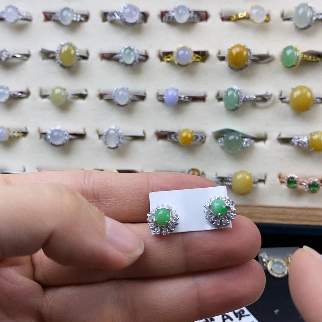 翡翠银S925镶嵌戒指