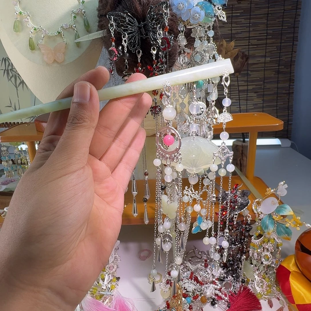 蛇纹石玉合金发饰