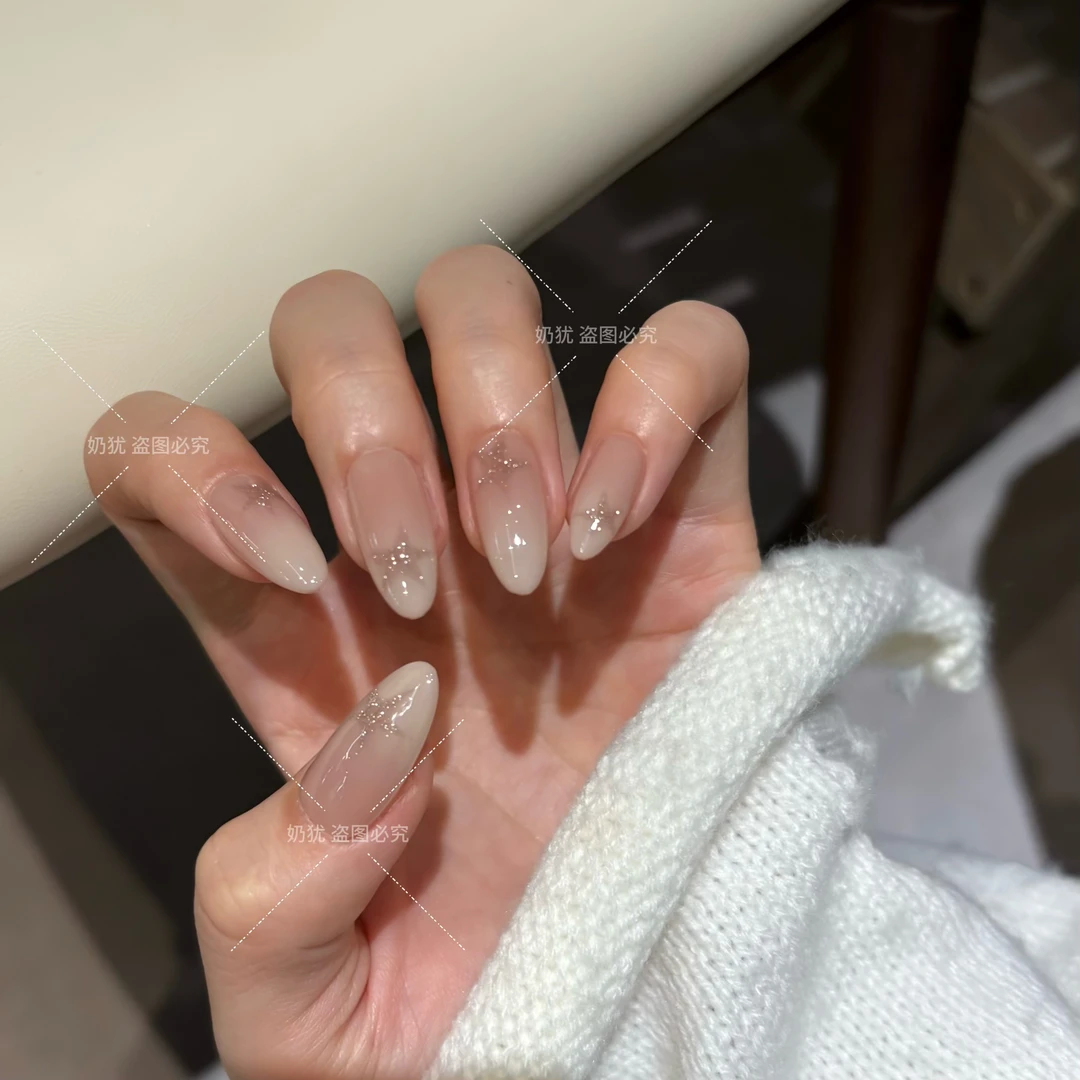 闪亮星星 奶犹高品质纯手工穿戴甲 穿戴美甲成品