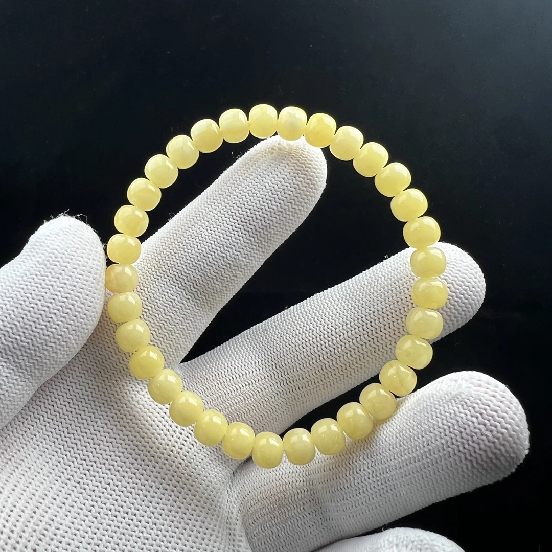 G1095天然原矿俄料蜜蜡手串6.8*5.8mm支持复检G01