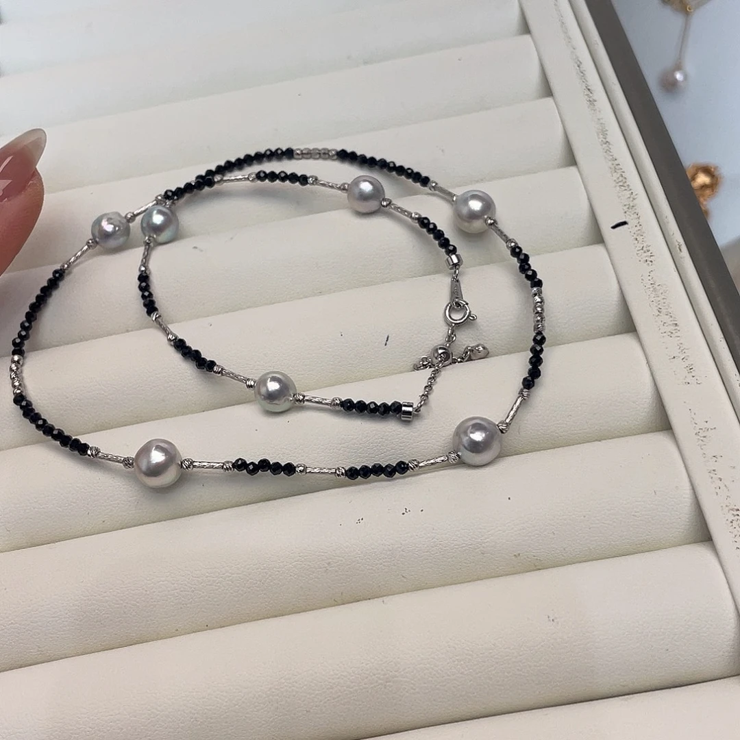 海水珍珠项链银S925镶嵌