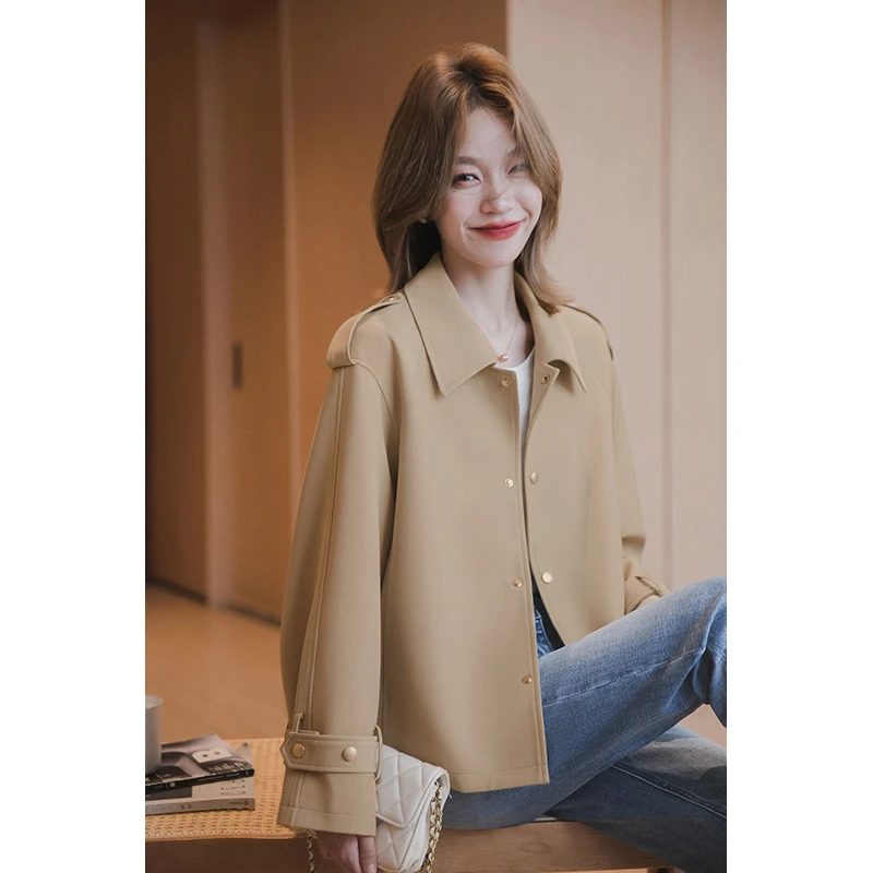 小谷粒赛林风衣 抗皱面料 短款直筒版型