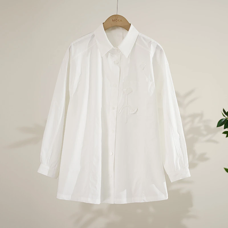 意大利订单小众立体花单口袋设计感女士衬衫（250060）20909