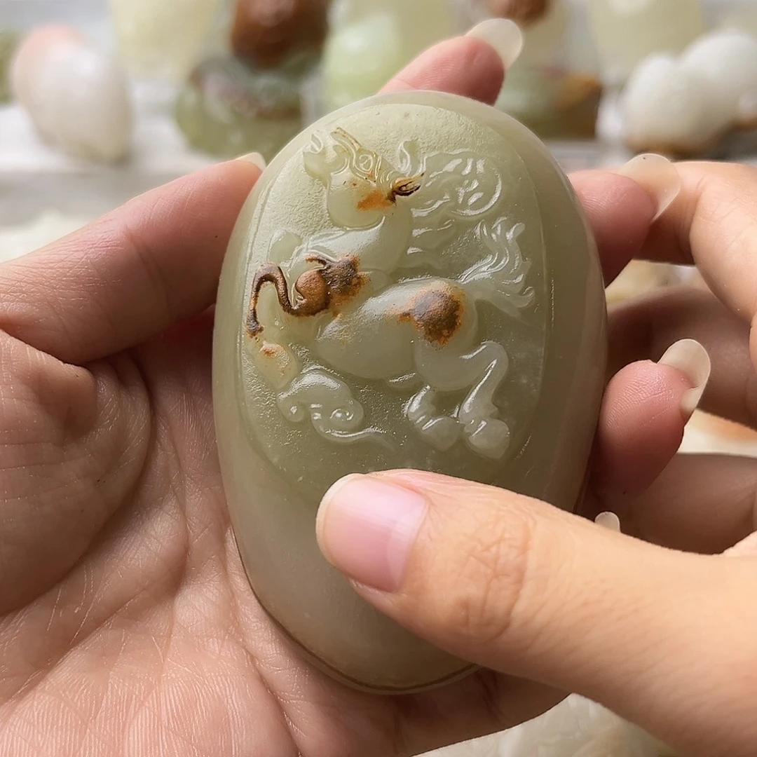 石材方解石手把件马不退换