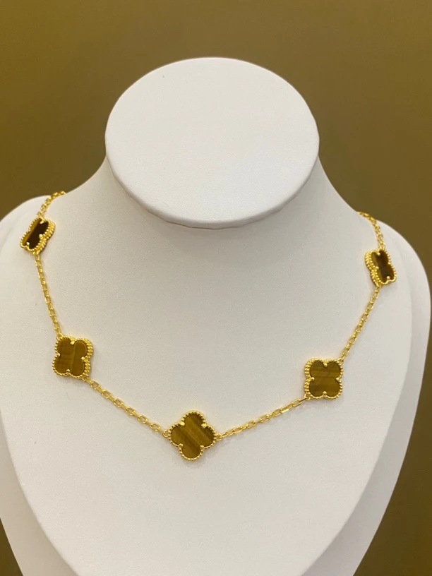 足金999 轻奢时尚十花虎眼黄金套链