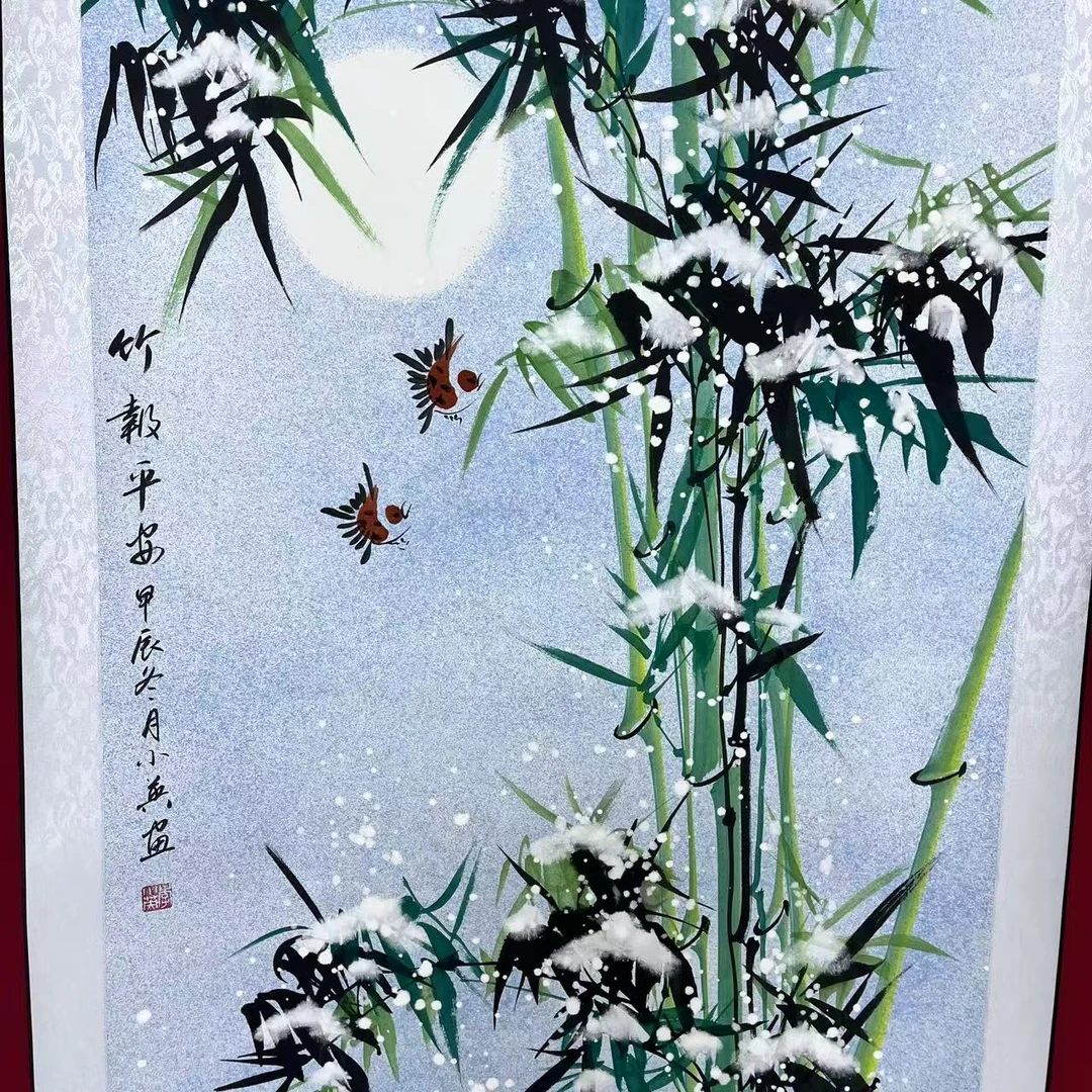 李小英手绘画作8平尺竖轴-雪竹