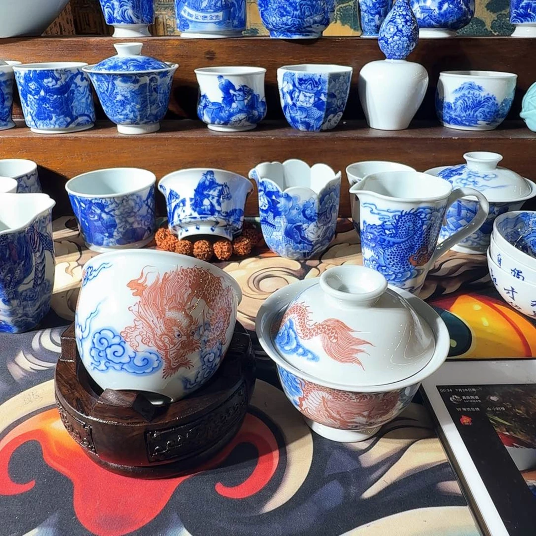 嘣****泥塑盖碗加杯子手工手绘微微微不合缝