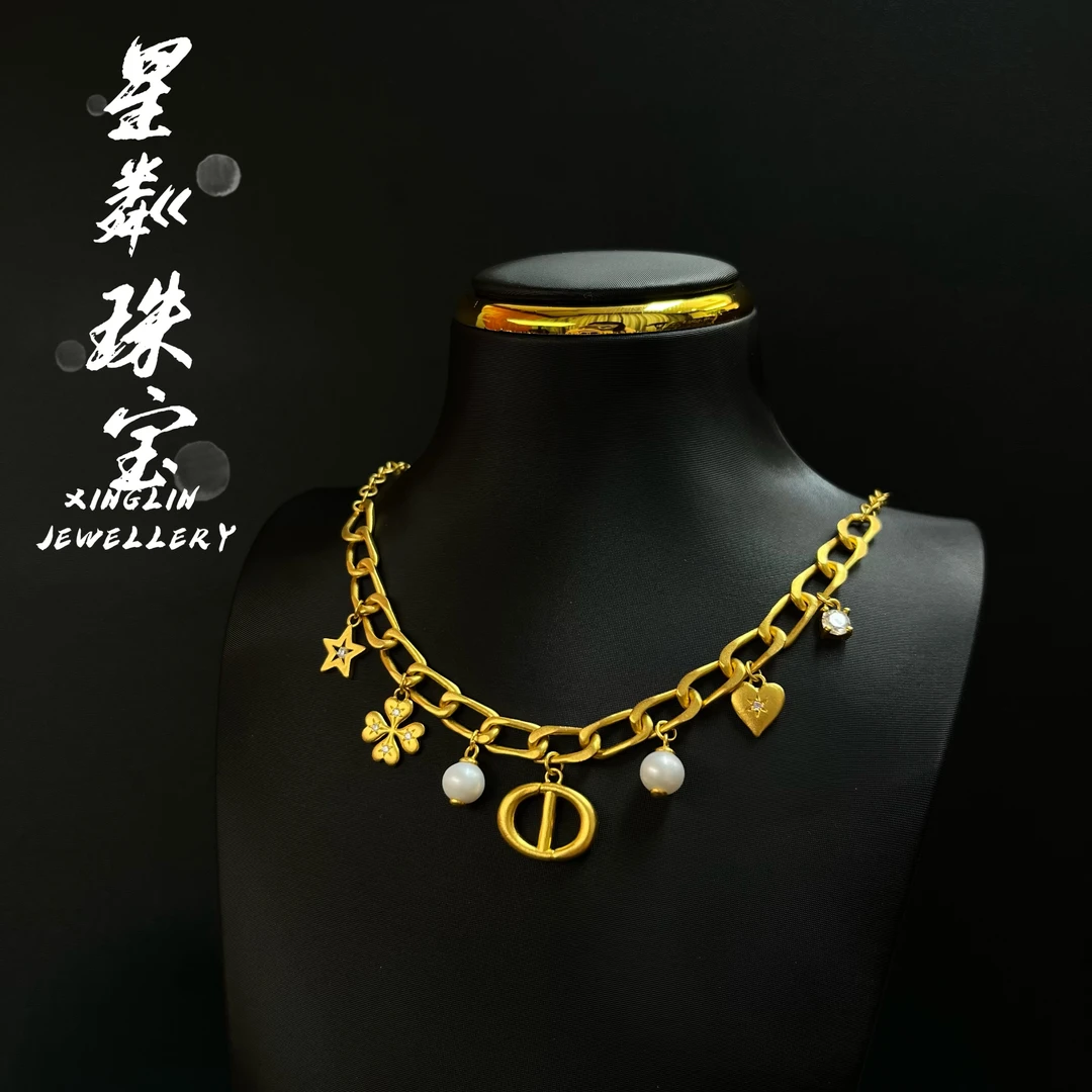 【猪鼻吊坠项链】足金999黄金5G猪鼻小提溜项链