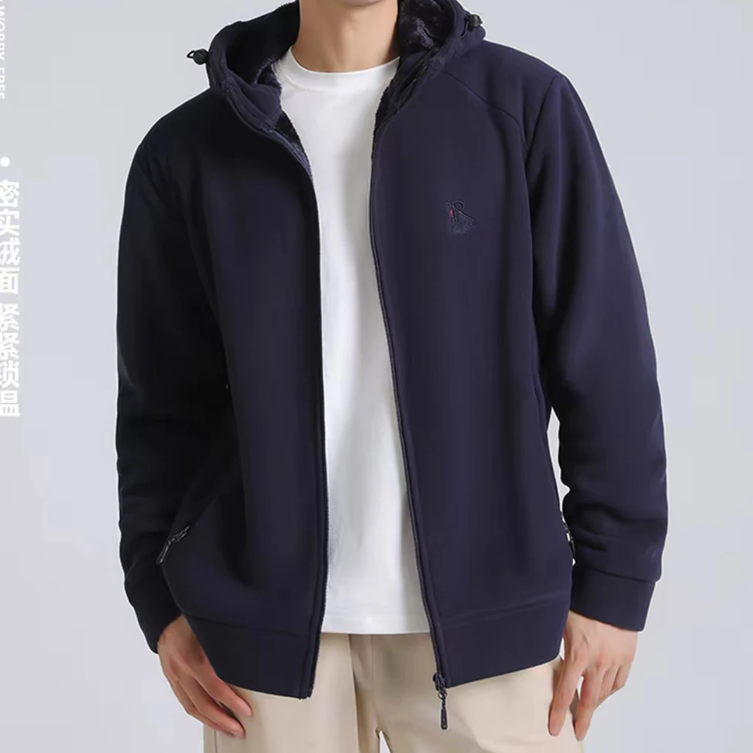 【850克加绒加厚】男士新款澳洲一体绒户外防风保暖连帽款外套运动