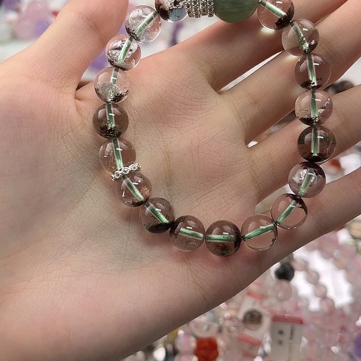 嗨***。手链未镶嵌水晶9-10mm绿幽灵