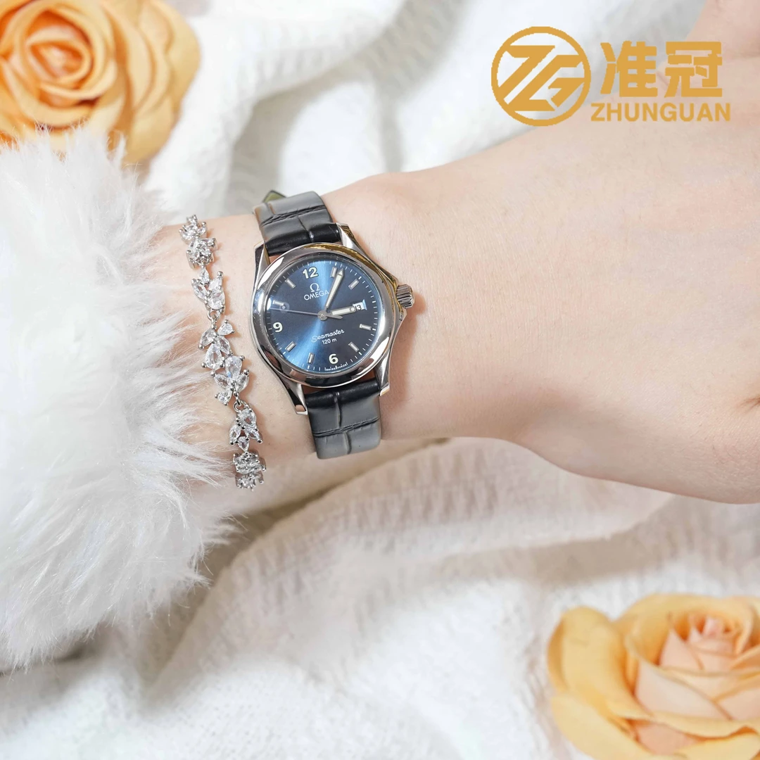 95新 Omega/欧米茄 27mm海马系列WTX3189石英瑞士名表