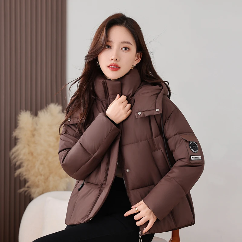 冬季2025新款加厚保暖棉服小个子面包服连帽显瘦棉衣时尚棉袄女装